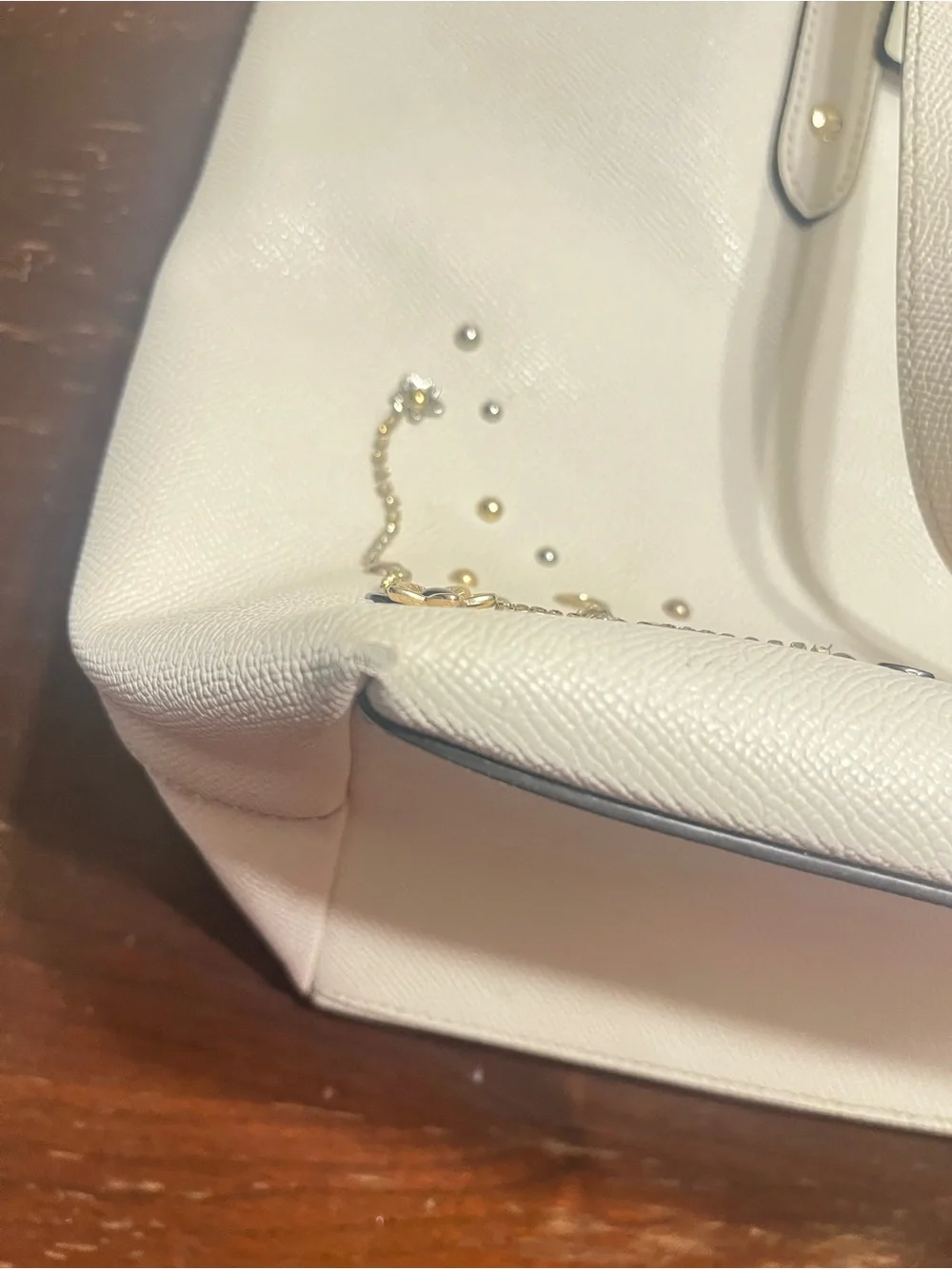 Coach Cream Leather Tote with Stud Embellishments